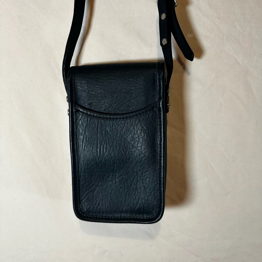 Oberon Design Leather Molly Cell Phone Handbag, Embossed Acanthus Leaf Navy - Picture 7 of 12